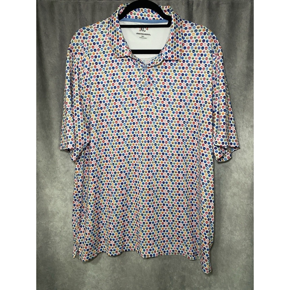 Johnston & Murphy Polo Shirt Men XXL XC4 Performance Golf Jersey Skull print